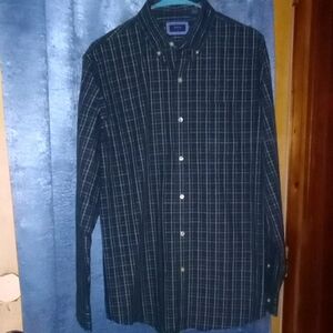 NWT(Med.) ARROW Hamilton Poplin In Pine Grove Button Down